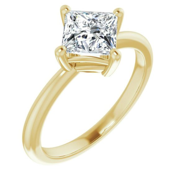 3.0Carat -8mm Kite-Set Princess Moissanite Solitaire Ring - Picture 10 of 14